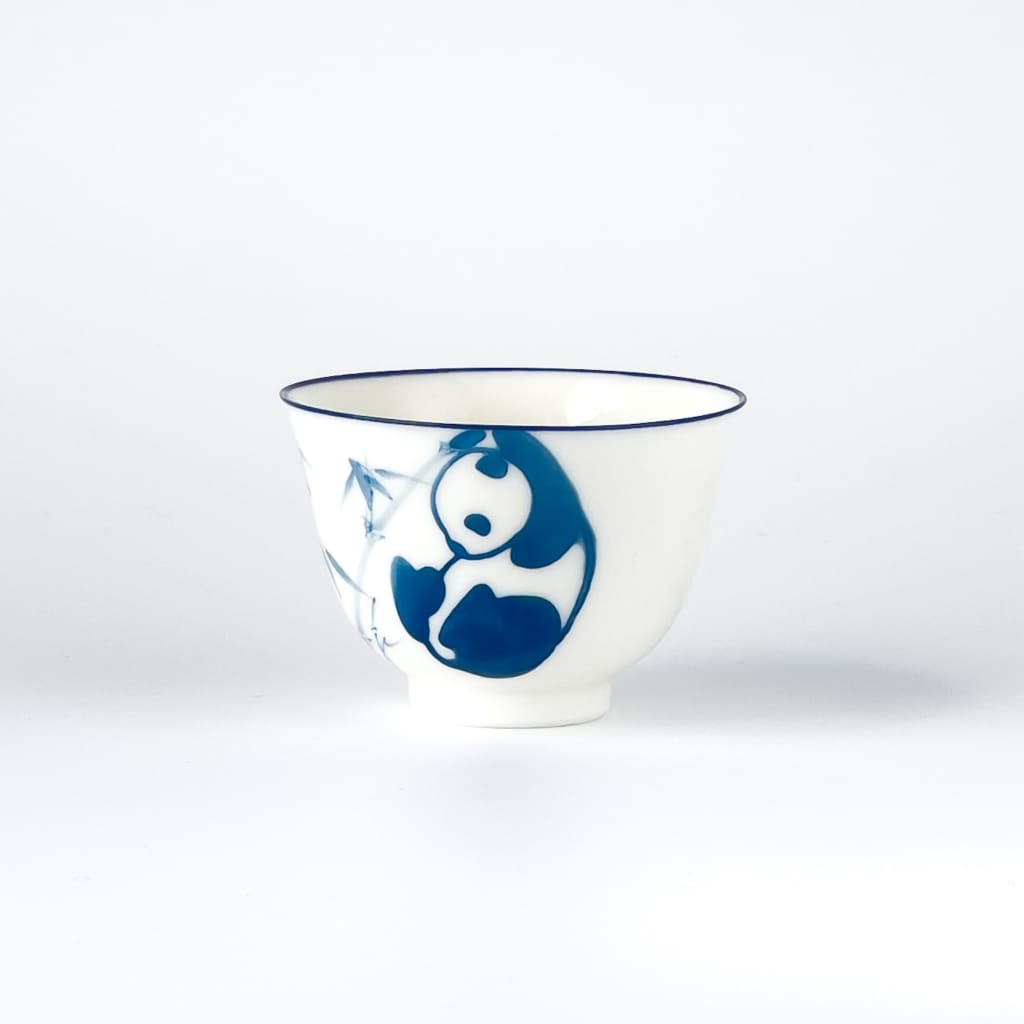 Panda Playtime - Blue & White Porcelain Tea Cup