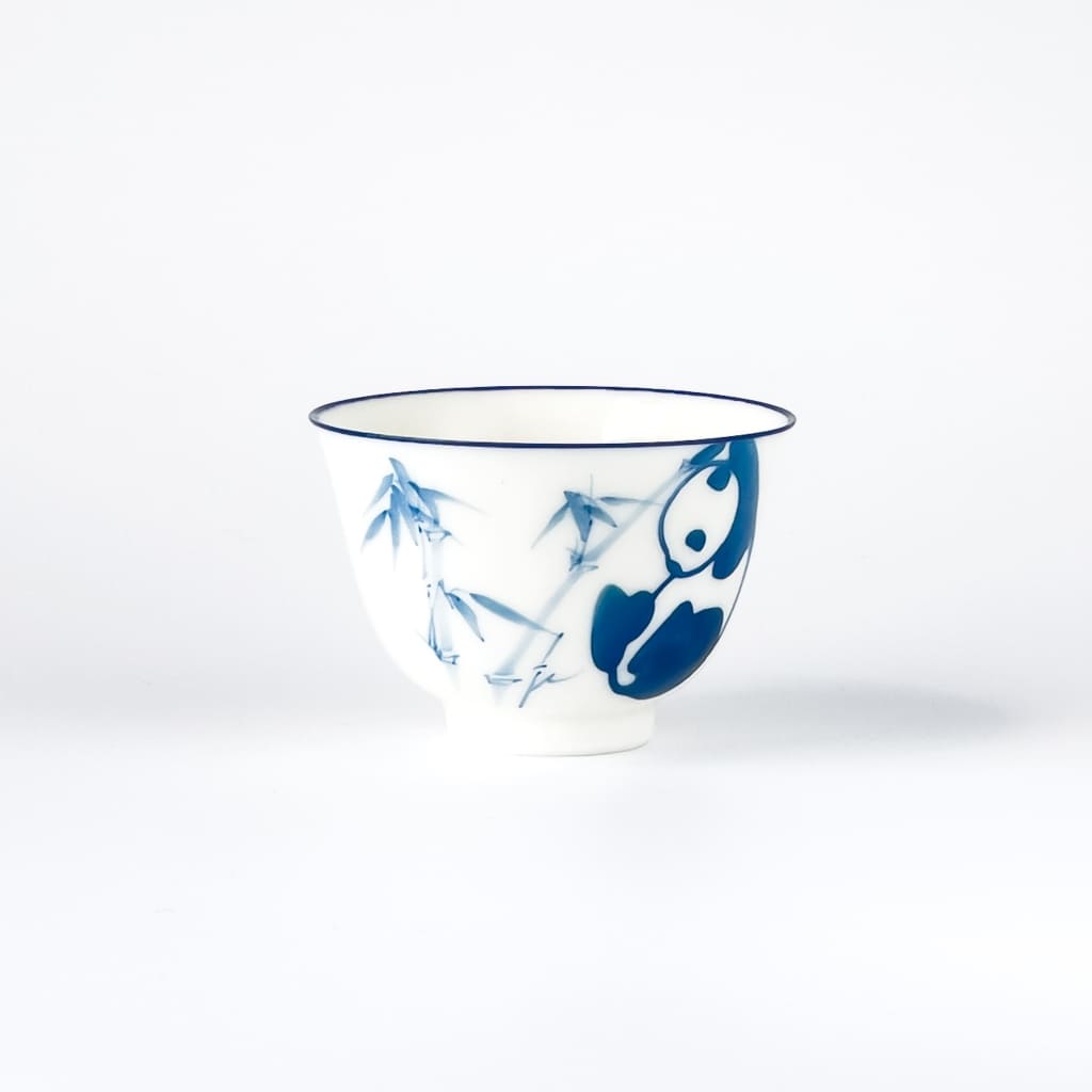 Panda Playtime - Blue & White Porcelain Tea Cup