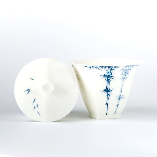 Blue and White Bamboo Porcelain Gaiwan