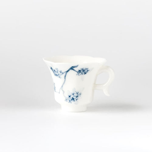 Blue and White Porcelain Tea Cup with Handle
